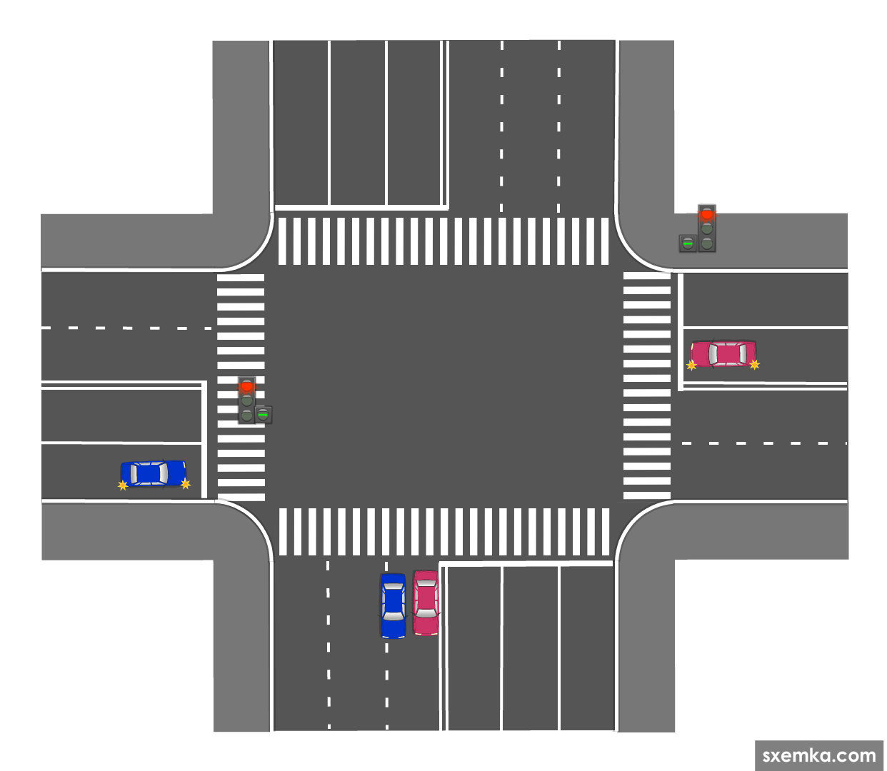 Перекресток вид сверху схема