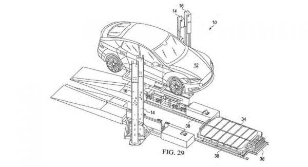 Tesla запатентовала новую станцию замены батарей